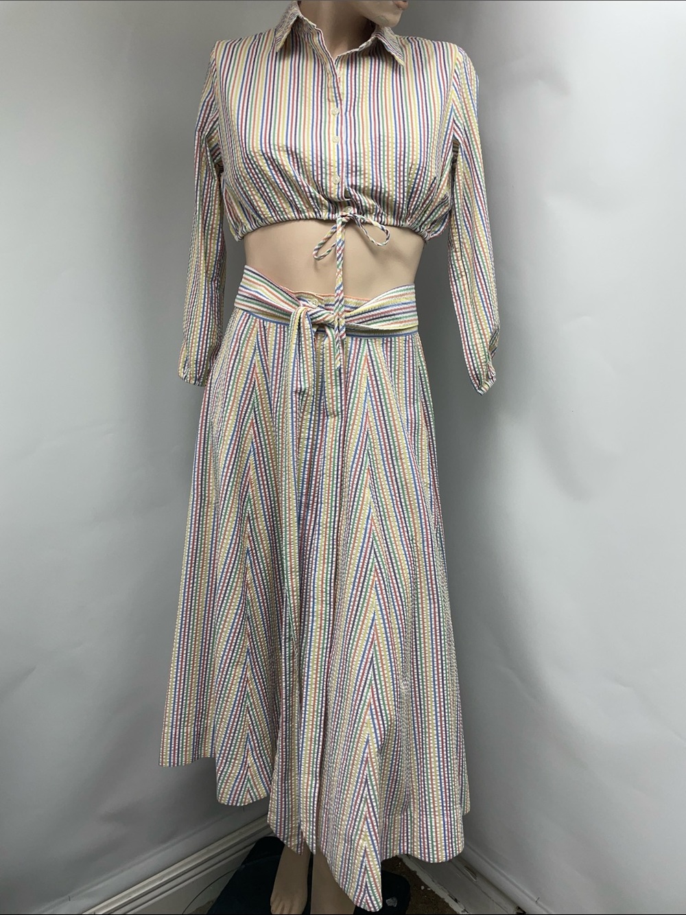 Lisa Marie Fernandez Multicolor Striped High-Low Maxi Skirt and Top
